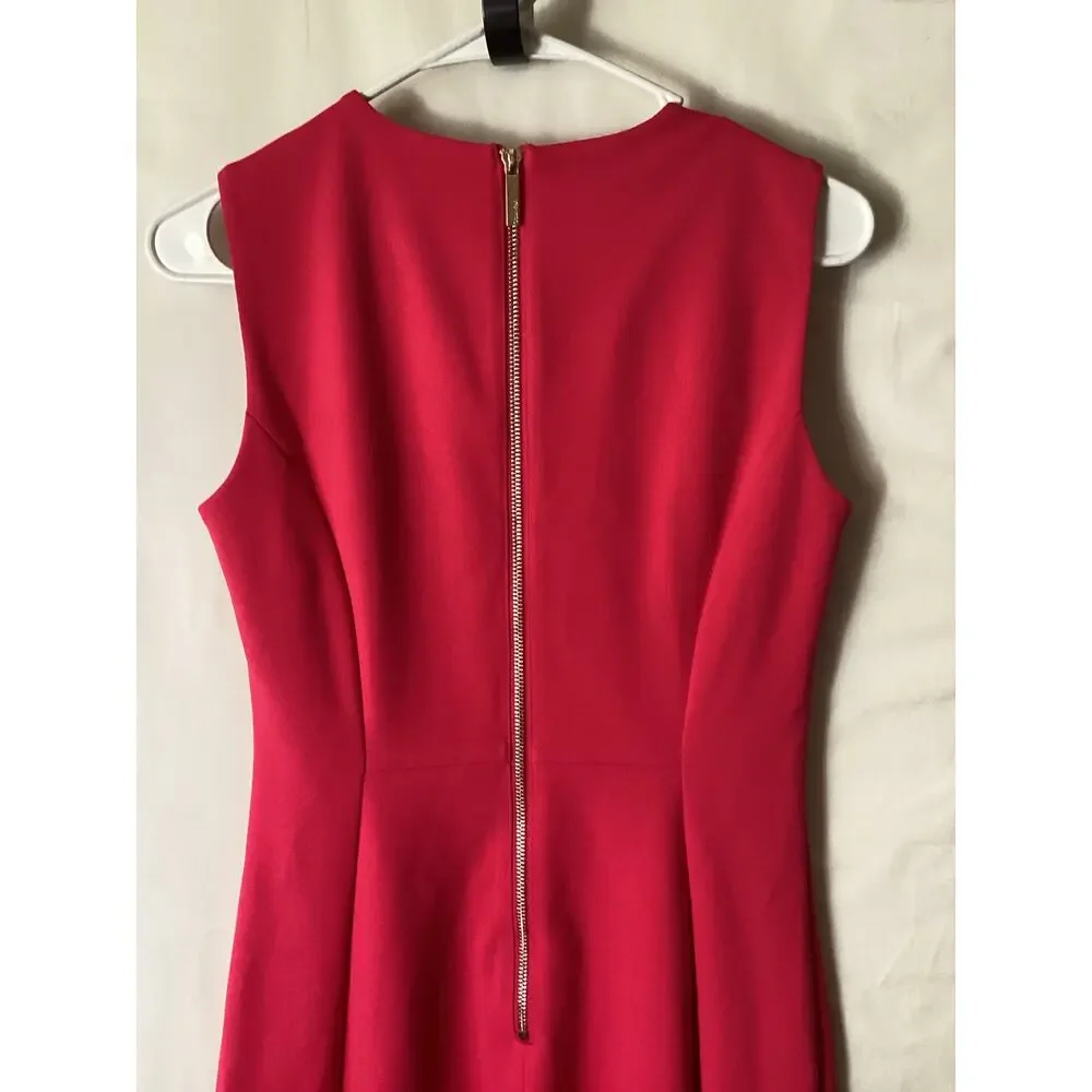 1131 Calvin Klein Sleeveless Sheath Dress Jewel Neck Knee Length Pink Size 4